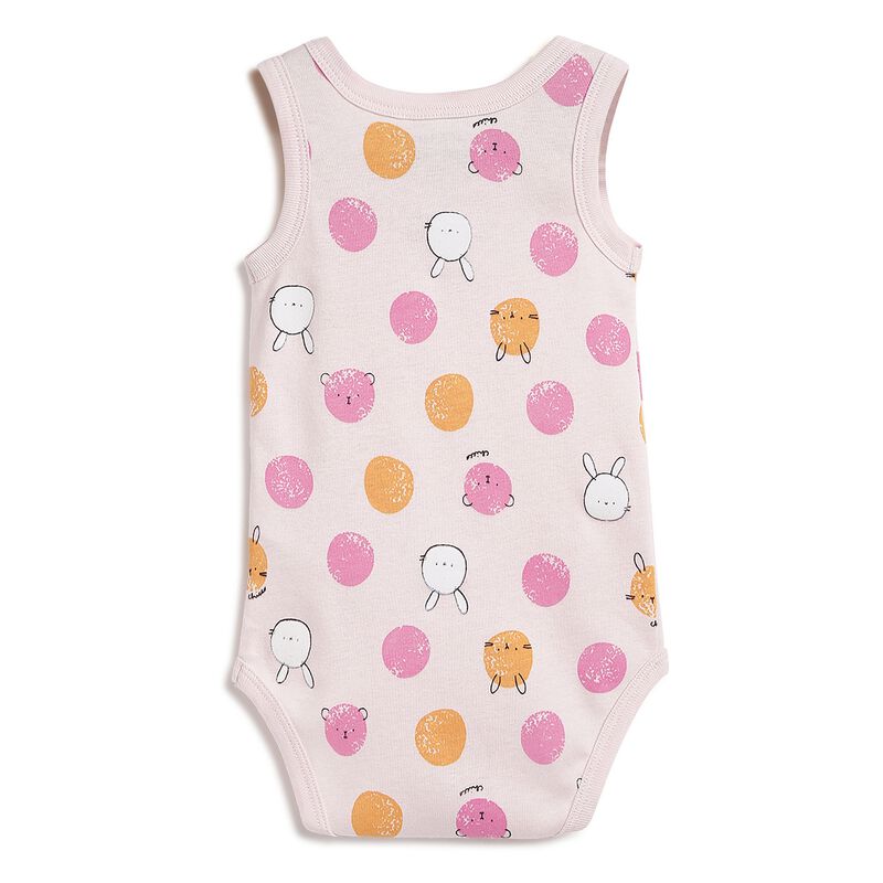 Infants White & Pink Sleeveless Bodysuit (Pack of 4) image number 4